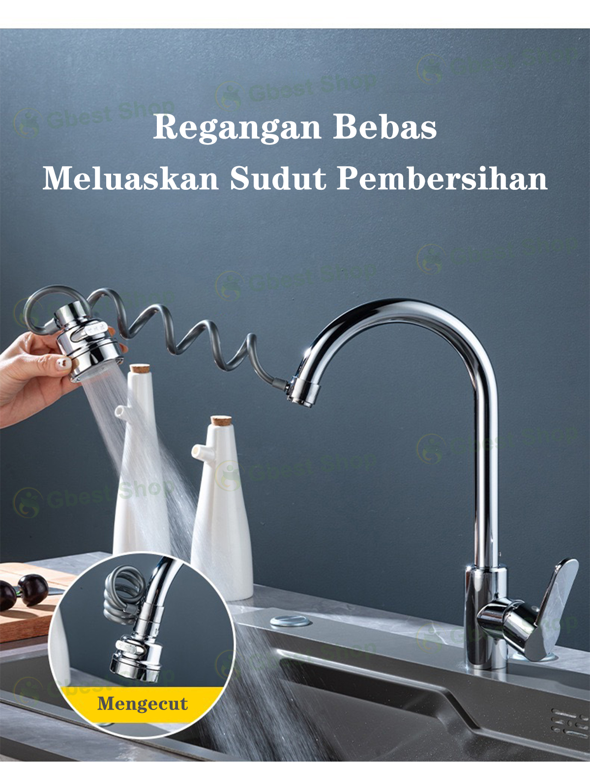 Sink Faucet Spring extender pipe Kitchen Sink Water tap spray head Tap ...
