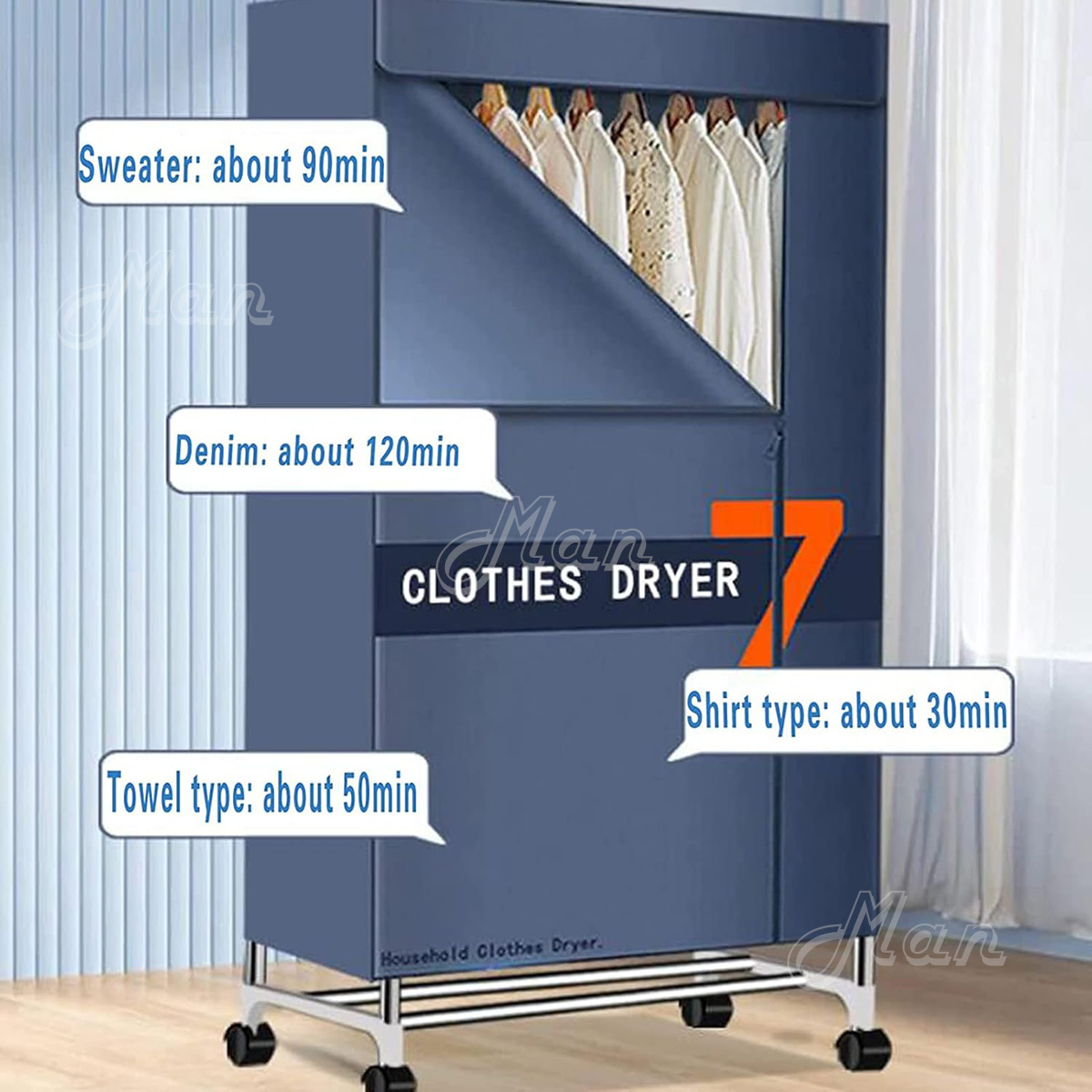 1100W Wind Powerful Clothes Dryer Machine Dryer Baju Portable Warm Air ...