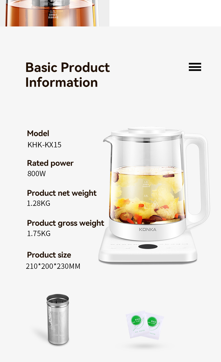 KONKA Health Pot 1.5L Electric Kettle Portable Multi Cooker Tea Dessert ...
