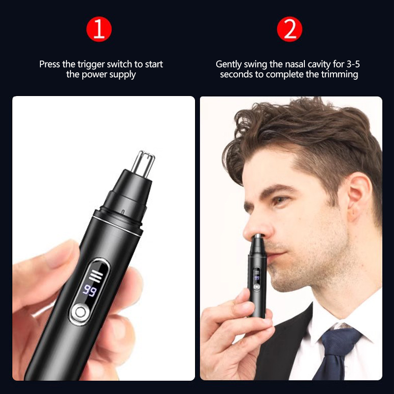 NEW LED Display Rechargeable Nose Trimmer Men Trimmer Nose Razor Shave ...