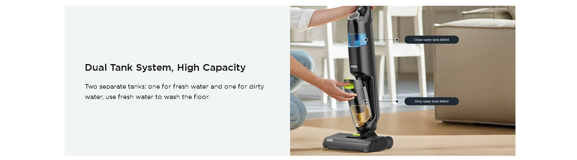 Eureka NEW400 Cordless Wet/Dry Vacuum Cleaner | Dual Tank | 7000Pa ...