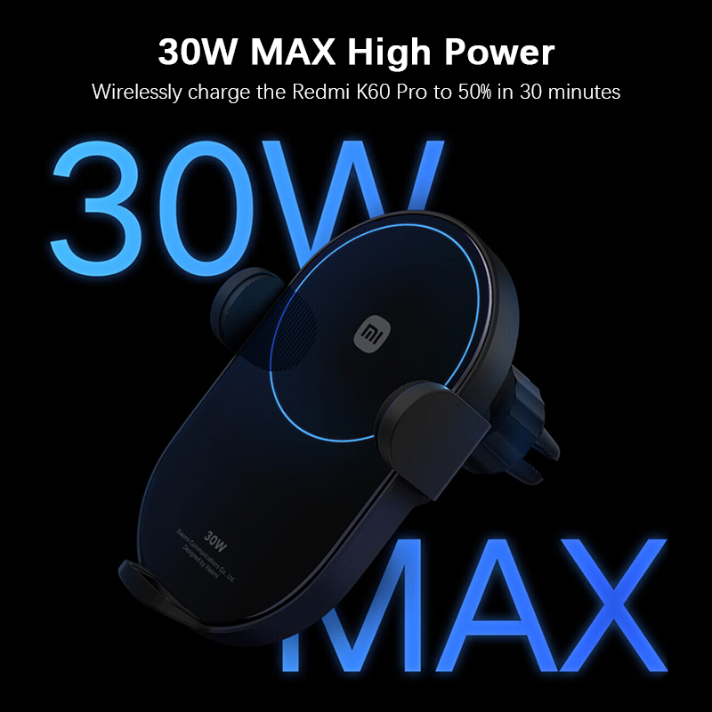 Xiaomi 30W Wireless Car Charger – Auto Clamping, Air Vent Mount, Fast Charge For IPhone Samsung
