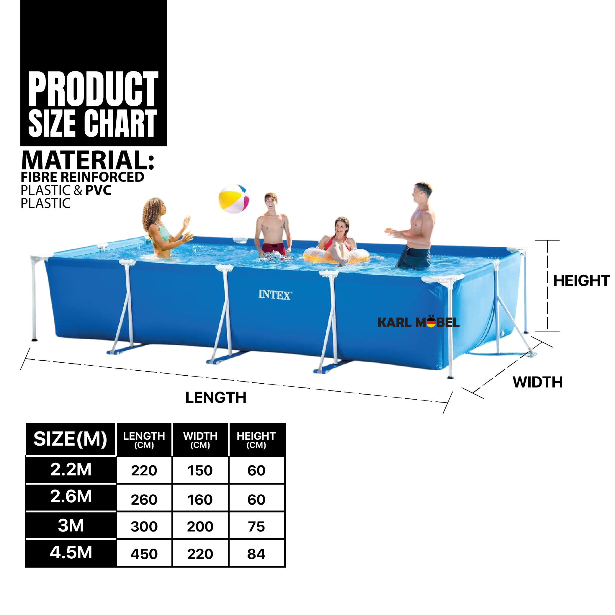 Intex Bestway swimming pool large Kolam renang besar Intex rectangular ...