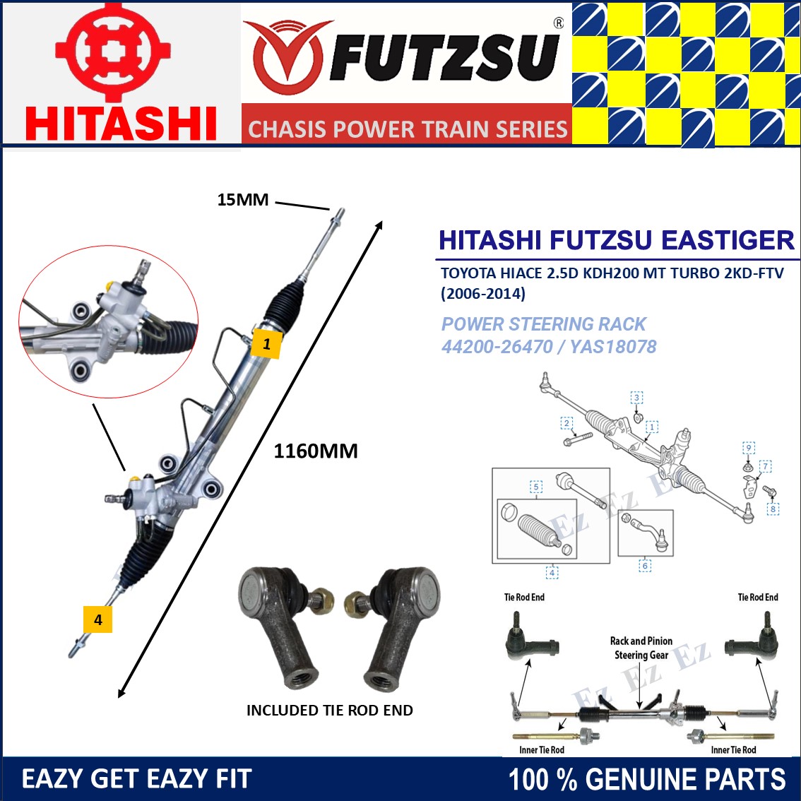 100% NEW POWER STEERING RACK FOR TOYOTA HIACE 2.5D KDH200 MANUAL TURBO ...