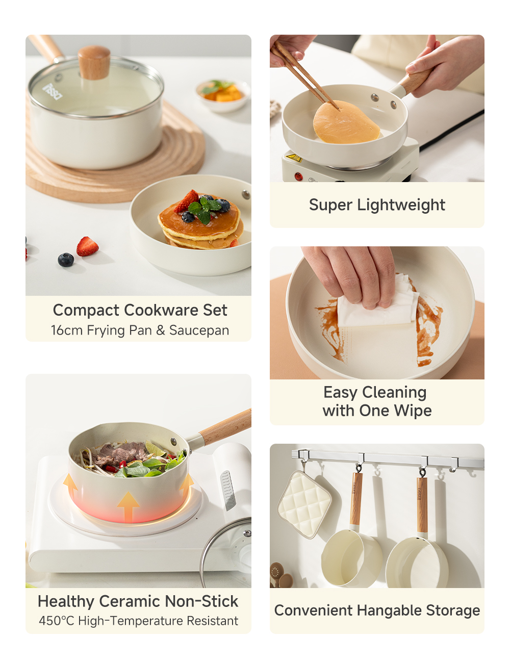 Inssa 3pcs Cookware Set丨16cm Frying Pan 16cm Saucepan丨Tempered Glass ...