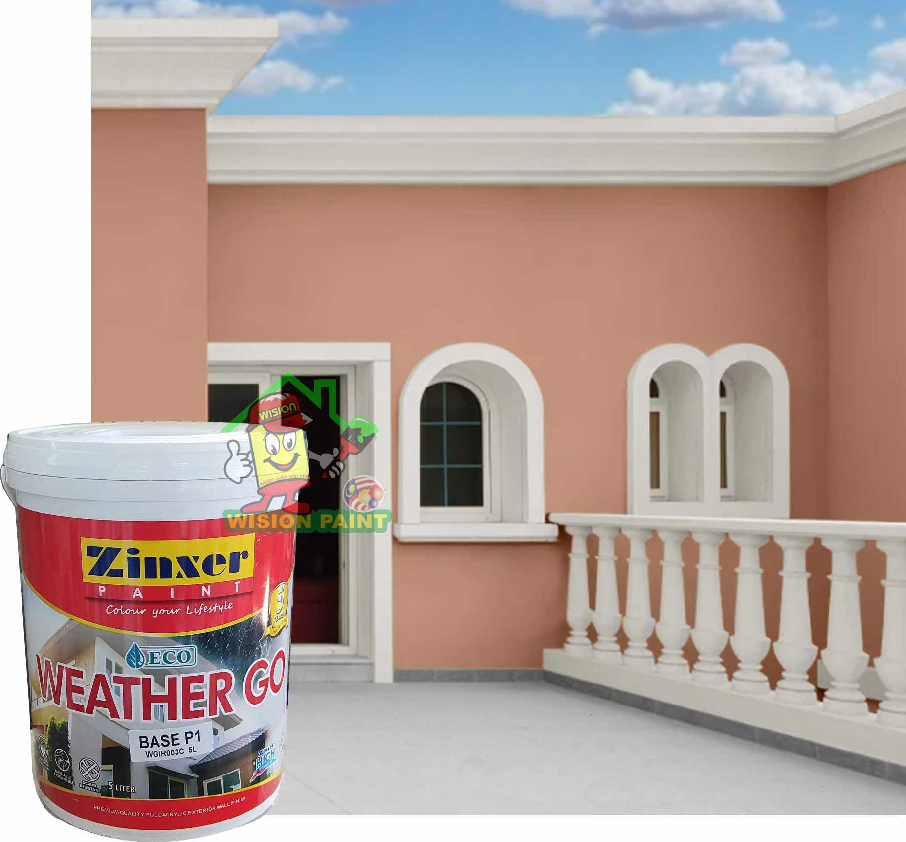 5L Zinxer Paint l Weather Go l Exterior Paint ( FREE 7