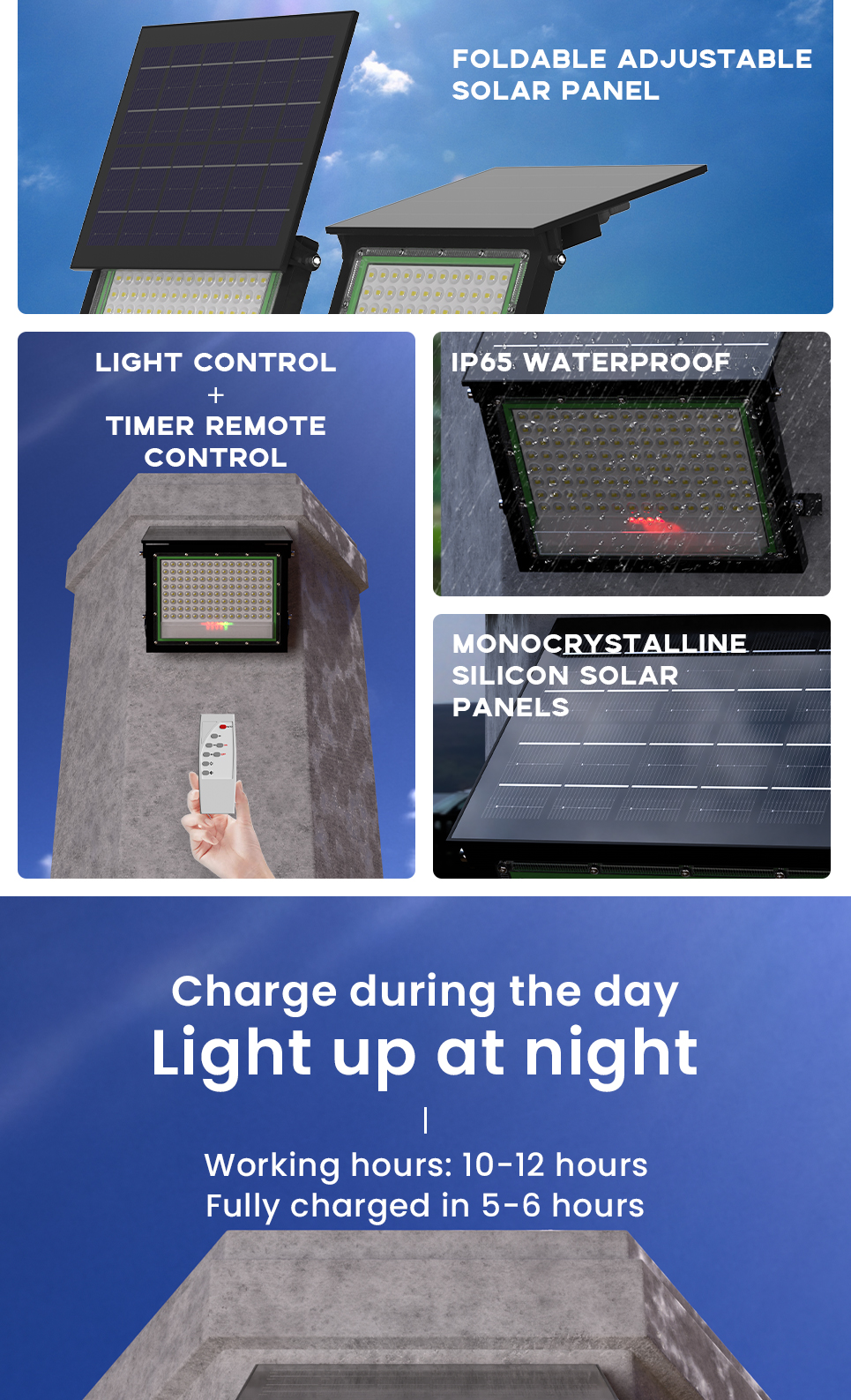 RONG RIVER 200W 100W Foldable Solar Light Outdoor Lighting RC IP65 ...