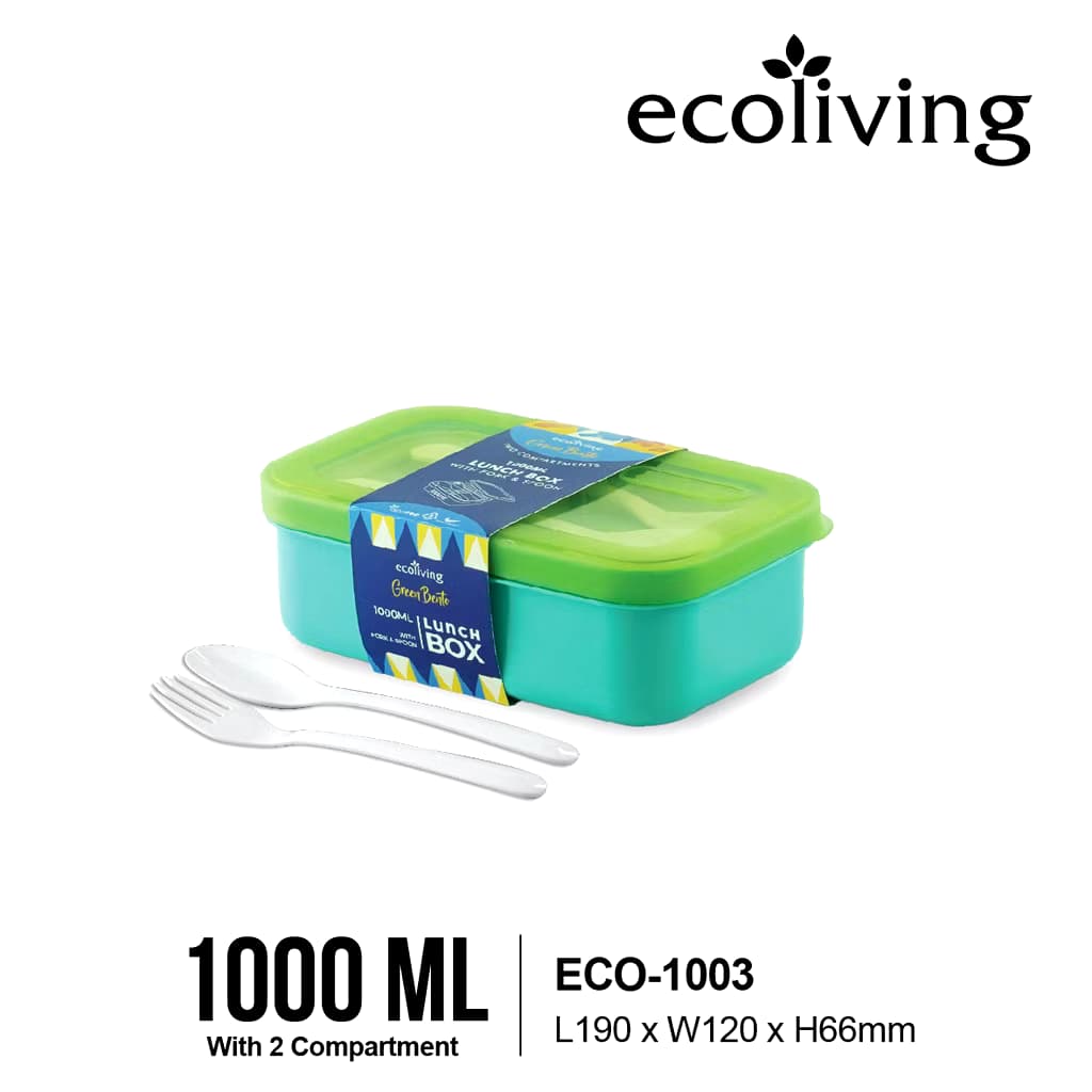 ECO living ECO-1003 1000ml 2 compartment lunch box | Shopee Malaysia