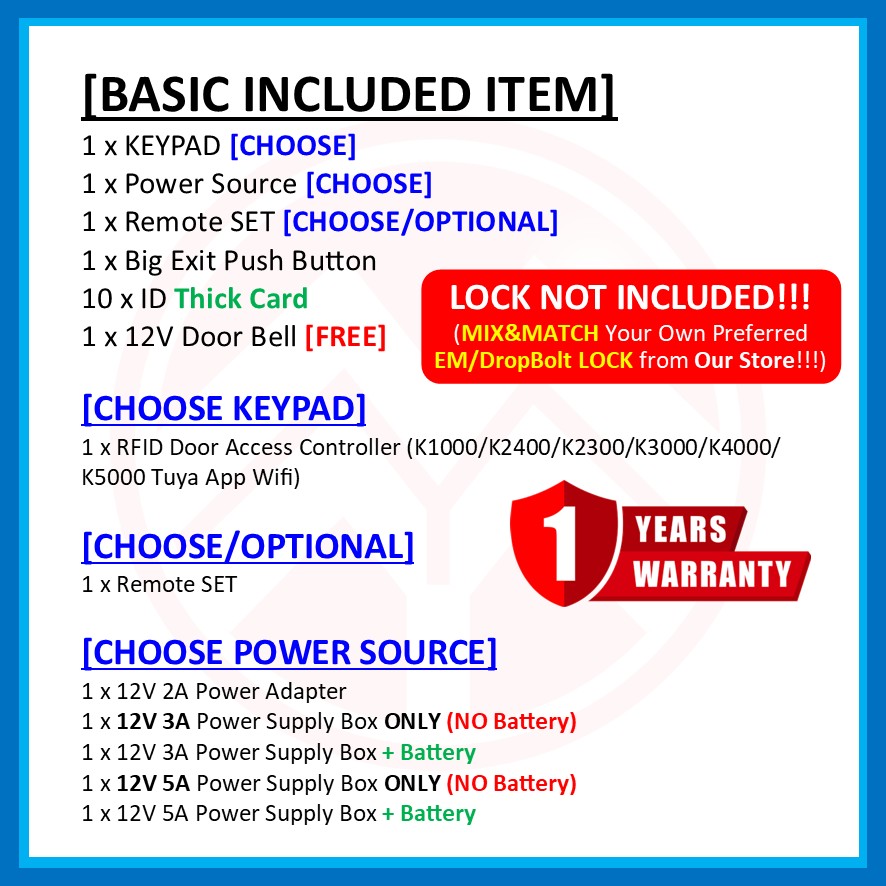 YMY [ NO LOCK, CARD ] K4000 / K4100 / K5000 / K6000 WiFi TUYA APP ...