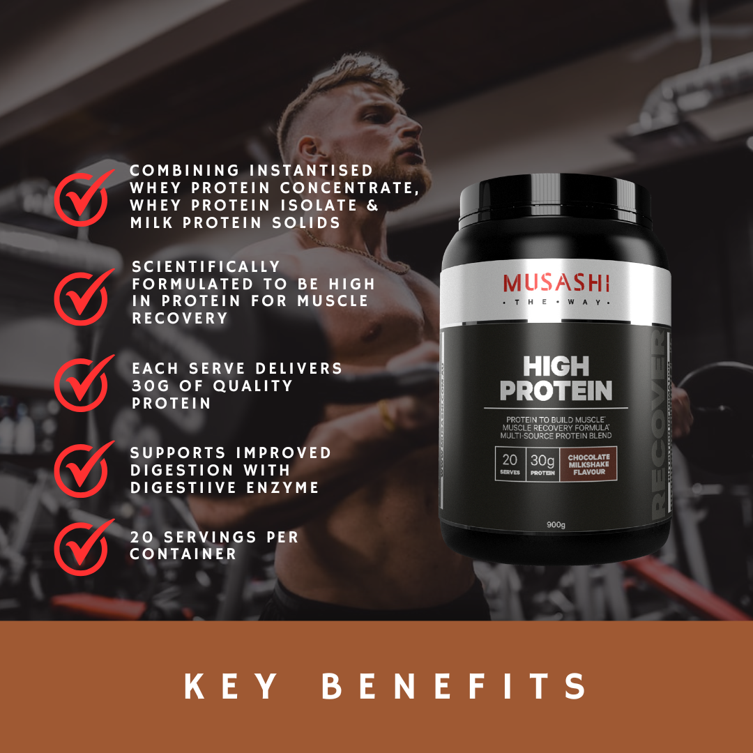 MUSASHI HIGH PROTEIN Powder 900G to support mass muscle growth | Shopee ...
