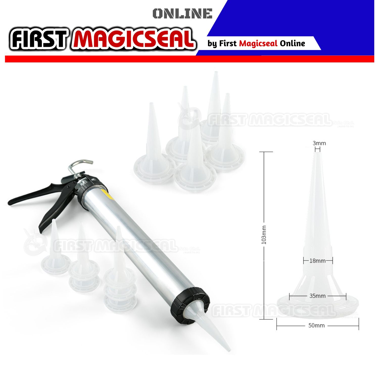 1stMagicSeal - PVC Nozzle Sausage Caulking Gun Head Silicone Sealant ...