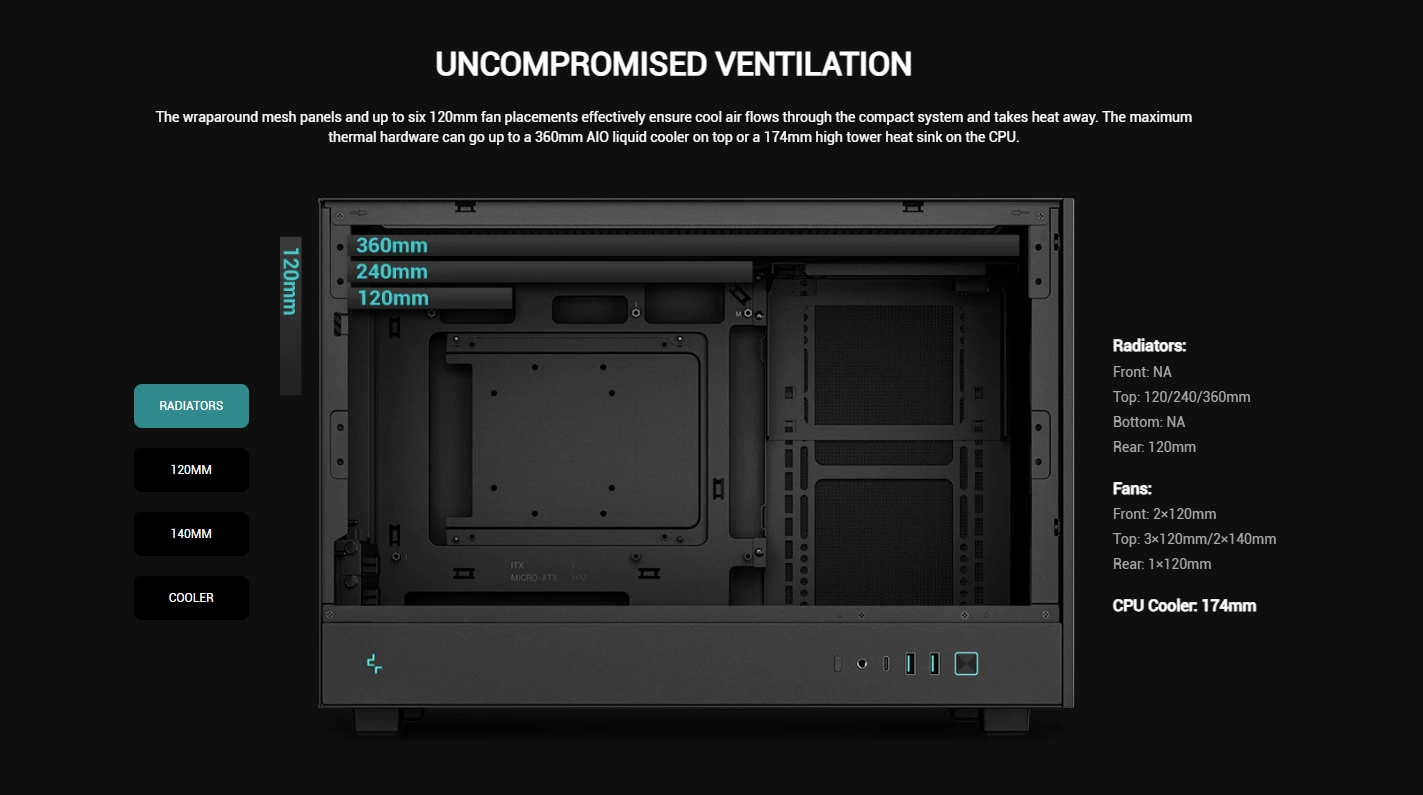 DEEPCOOL CH260 M-ATX DESKTOP PC CASE / CASING WITH HIGH AIRFLOW ...