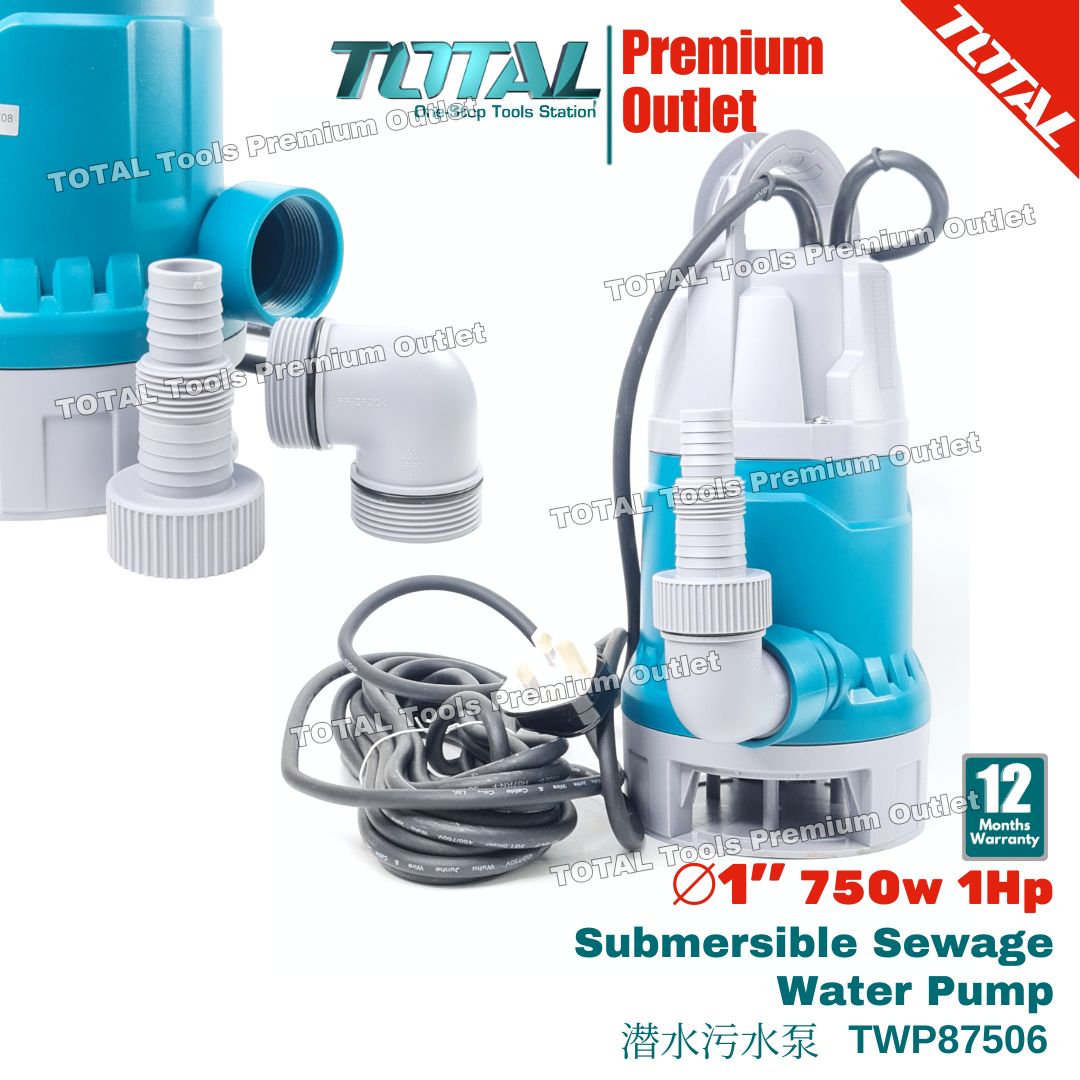 TOTAL Tools 750W (1.0HP) ∅1'' Sewage submersible pump 污水泵 - TWP87506 ...