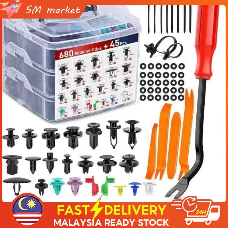 (Malaysia stock)725pcs Auto Fastener Clip Car Body Push Retainer Pin ...
