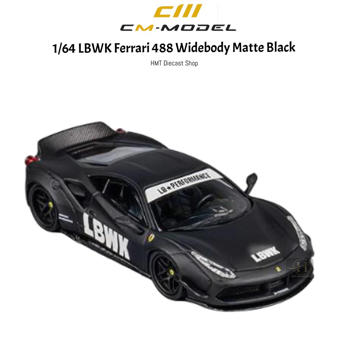 (READY STOCK) CM MODEL 1/64 LBWK Ferrari 488 Widebody Matte Black ...
