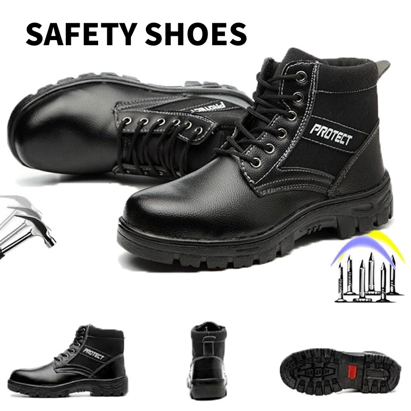 kasut safety lelaki Men's Fashion Boots Safety Shoes High Cut Sewed and ...