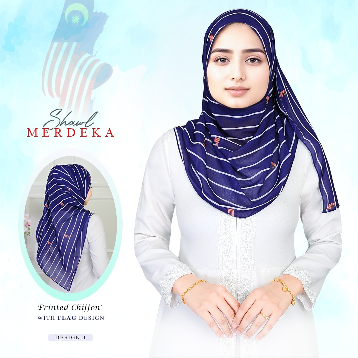🎀Special Edition 🎀 Merdeka Tudung Shawl MERDEKA Pattern With Flag ...