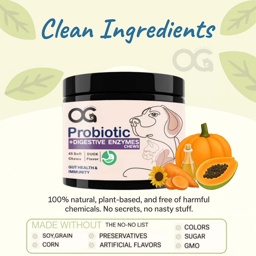 Image showcasing OG Pet Probiotic / Hip + Joint / Flea and Tick / Chews For Cat and Dog ...