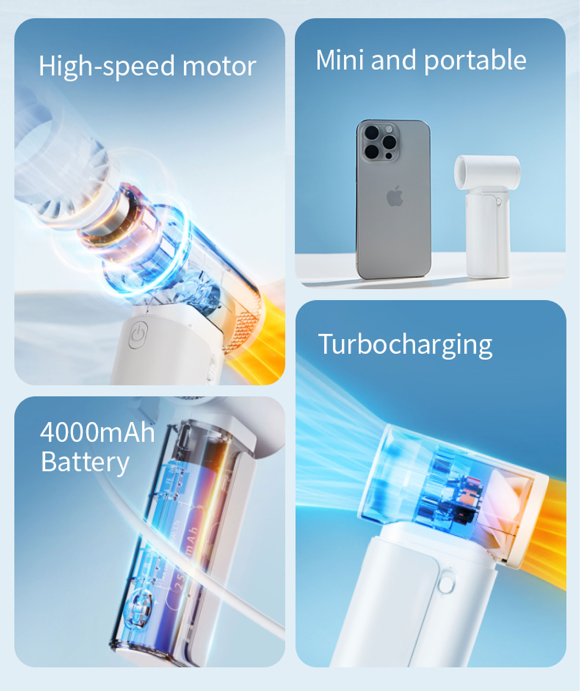 Miki Vortex Portable Fan – 4000mAh - Strong Wind - Ultra Lightweight ...