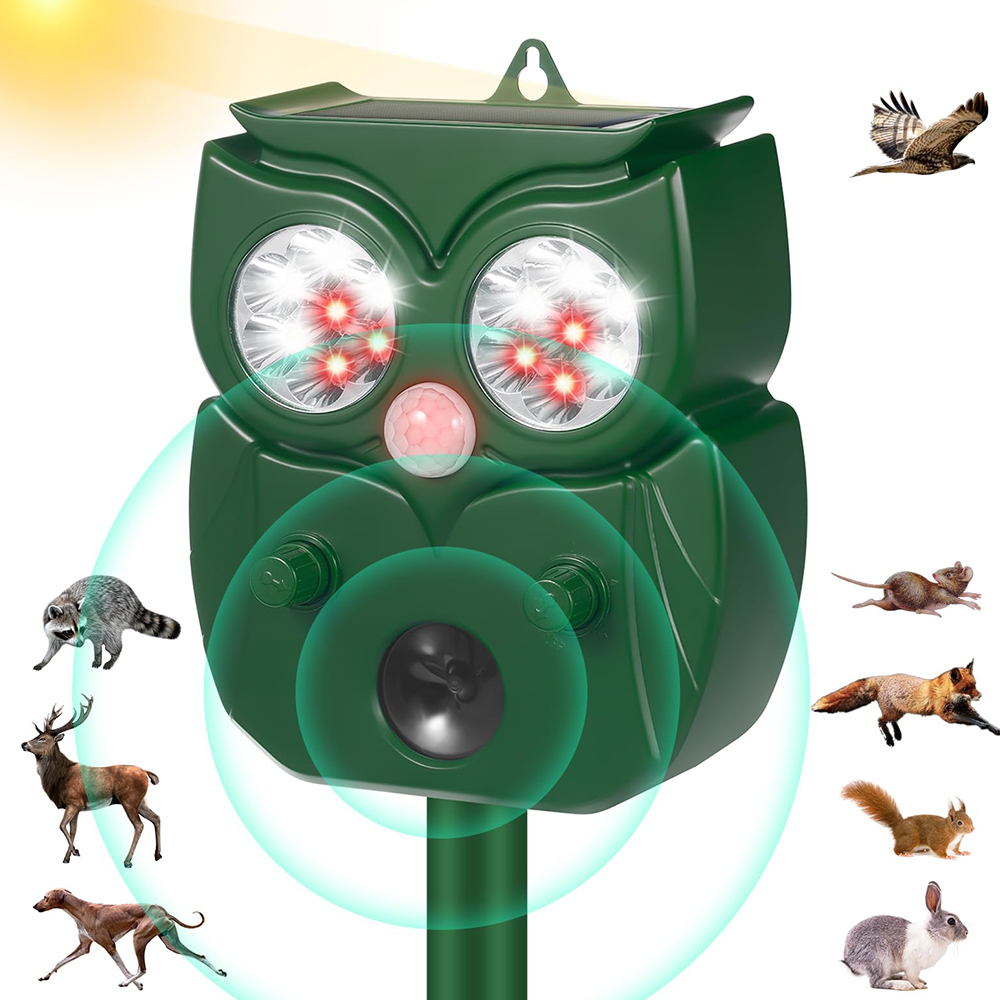 HJMDI Solar Powered Automatic Animal Repellent Ultrasonic Motion Sensor ...