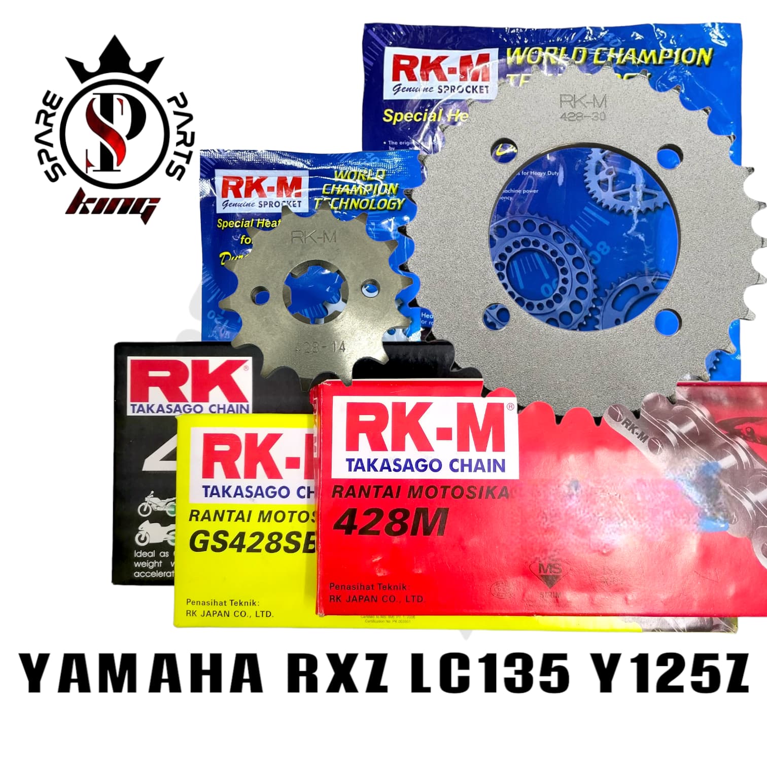 YAMAHA LC135 RXZ Y125Z Y110 Y100 SRL RK-M RKM SPROCKET SET WITH RK RKM ...