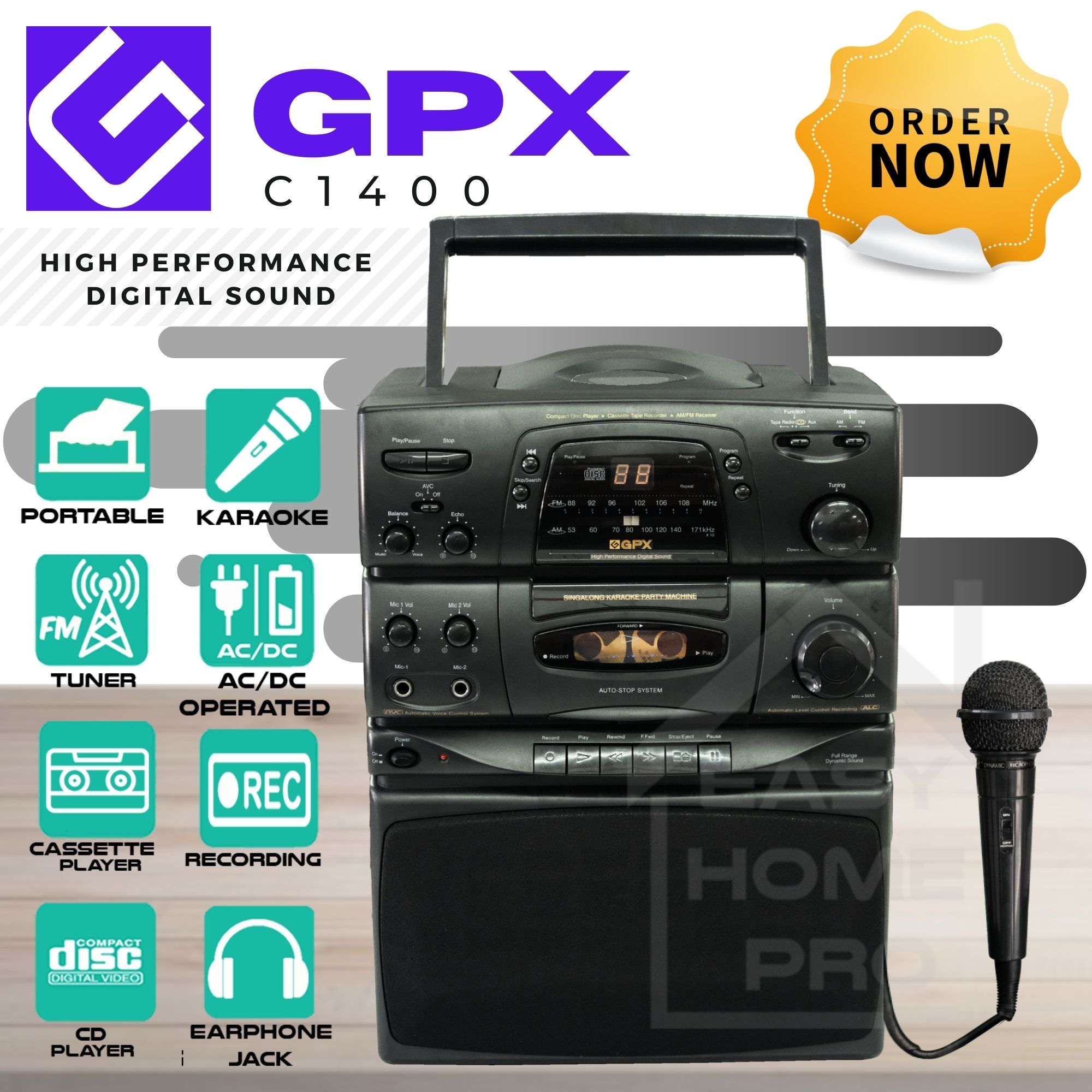 [PAINT DEFECT]GPX C1400 CD Micro Hi-Fi HiFi Component System CD Radio