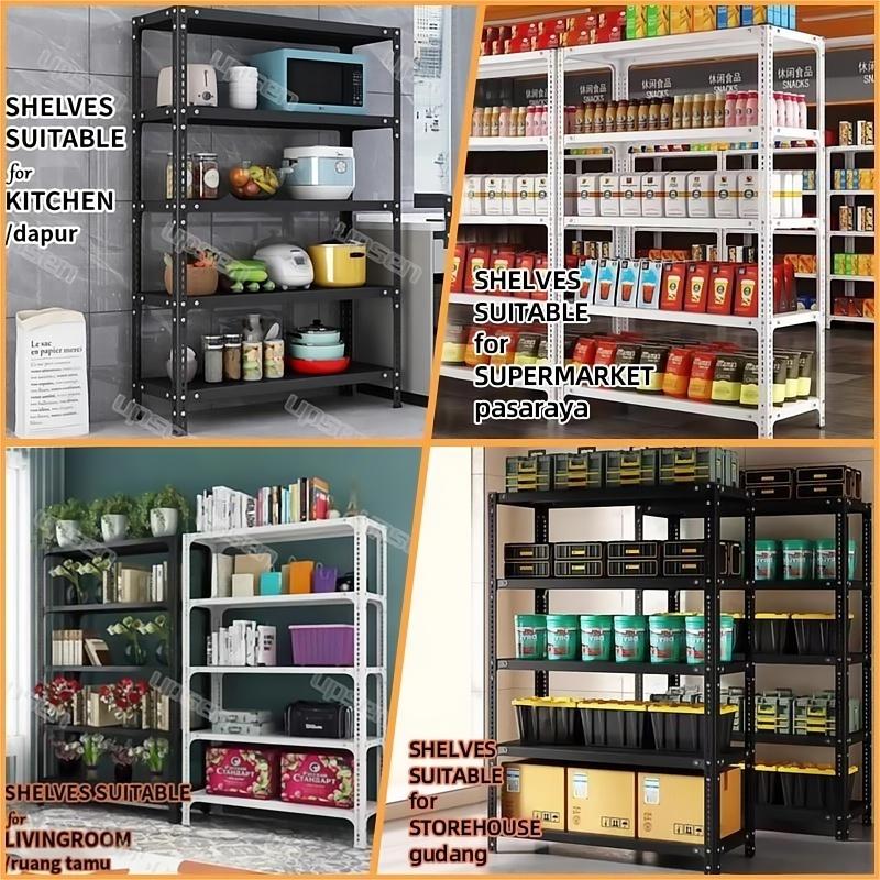 Metal Boltless Rack Dapur Rak Besi Warehouse Bertingkat Rak Home ...