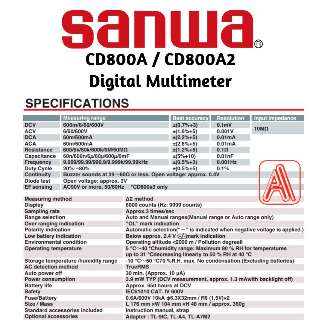 Sanwa CD800A/CD800A2/CD800A3 Digital Multi Meter | Shopee Malaysia