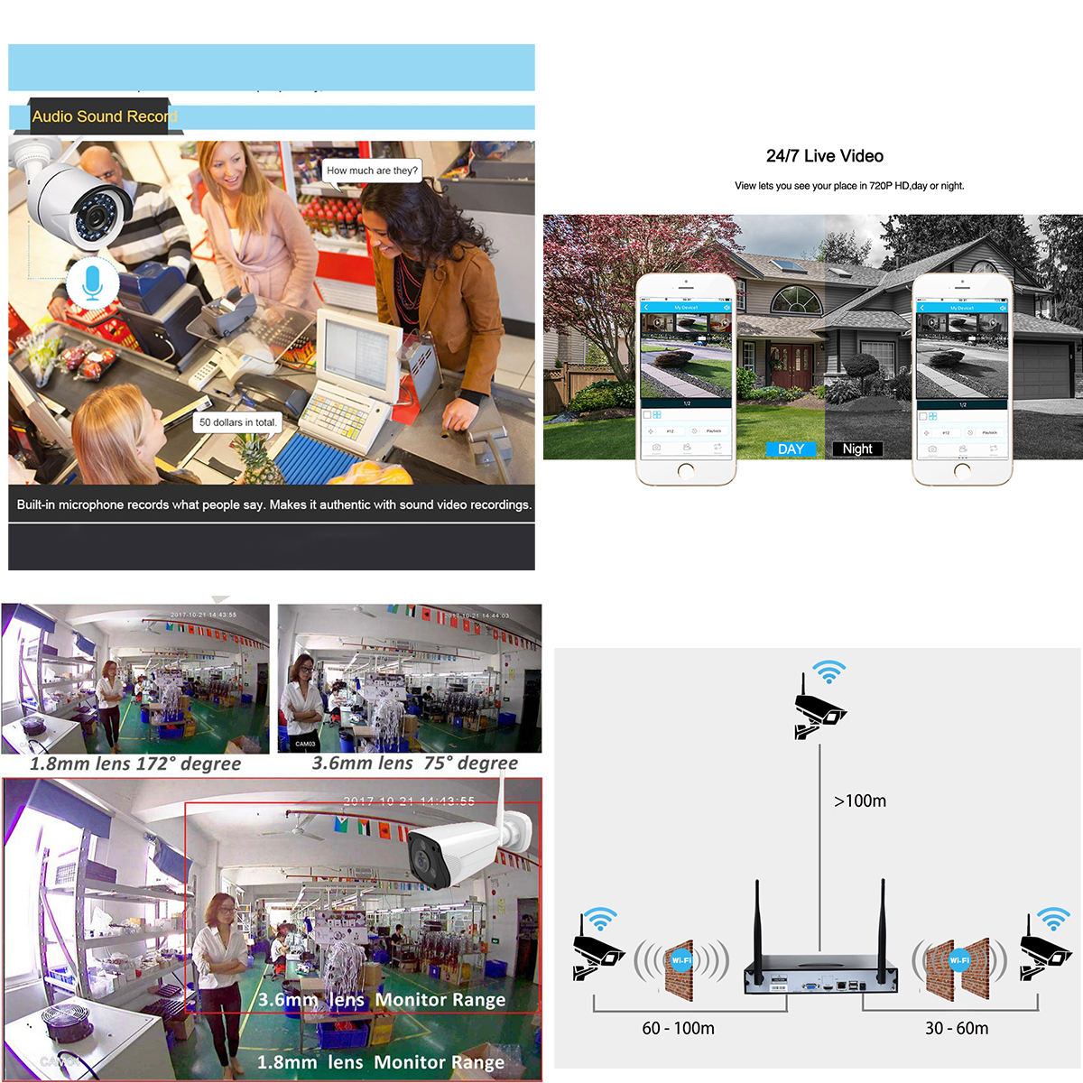 iPPRO / Eseecloud 3MP 1296p Wide Angle Panoramic View Wireless WIFI ...