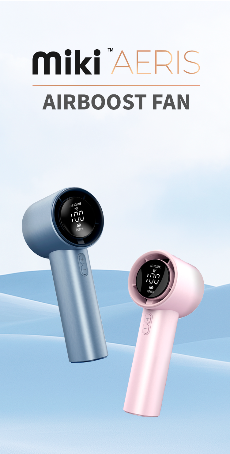 Miki Aeris Handheld Fan – 4000mAh Battery - 100-Speed - Strong Wind ...