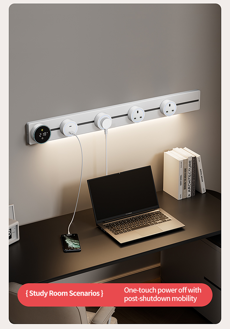 HAIKO Smart Display Power Track Socket Strip with Touch Light Slide ...