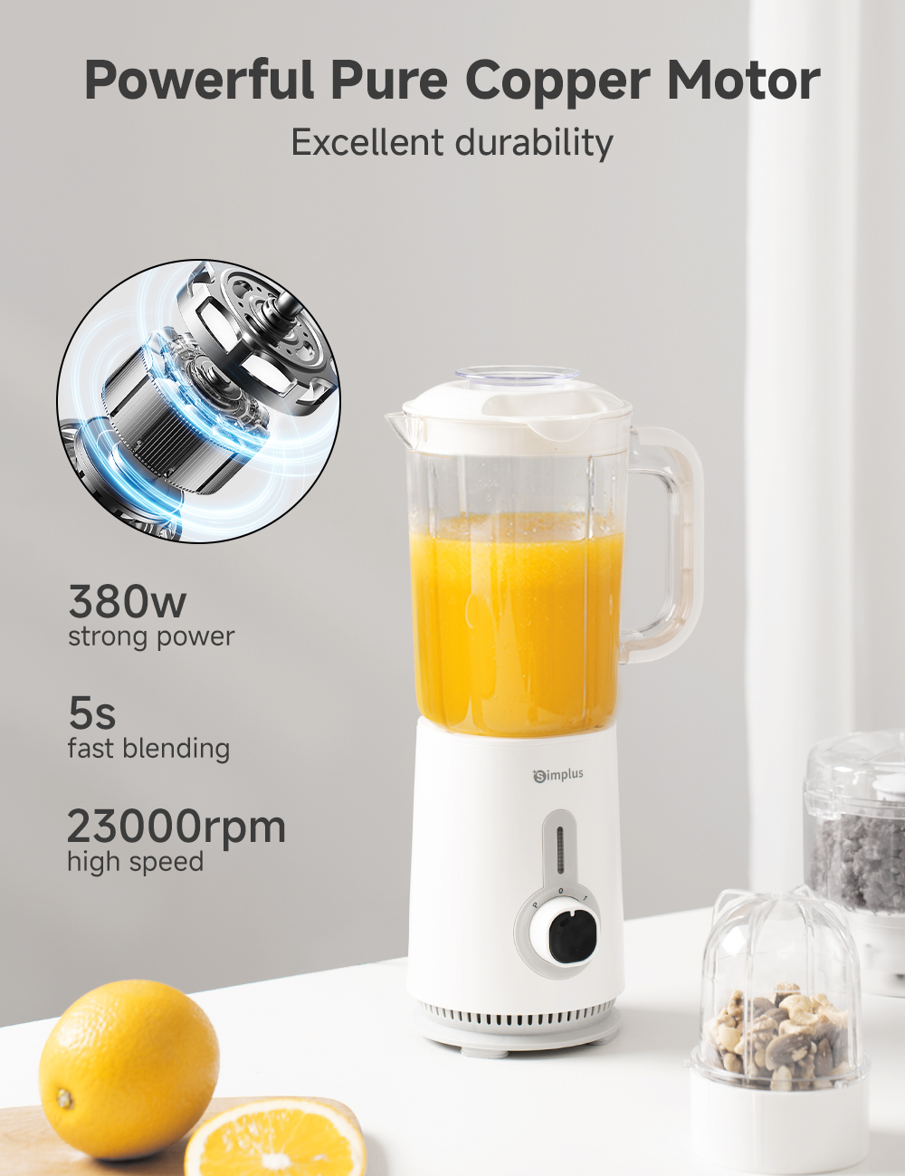 Simplus Multi-functional Blender | 1.25L Capacity | 380W Copper Motor ...
