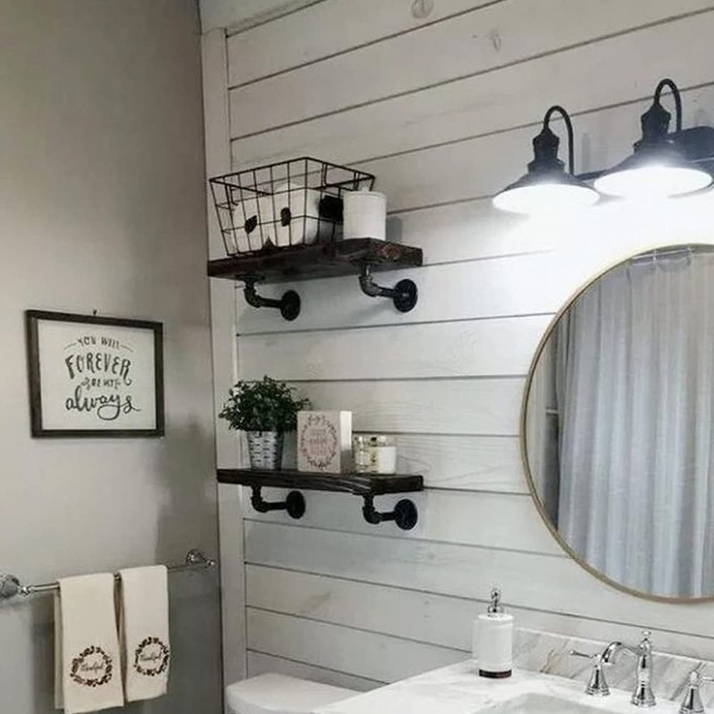 2Pcs Wall Pipe Shelf Bracket Shelving Support DIY Wall Mount Wood ...