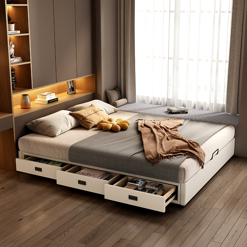 Solid Wood Bed Frame with Drawer tatami Katil Kayu Bedroom Storage Bed ...