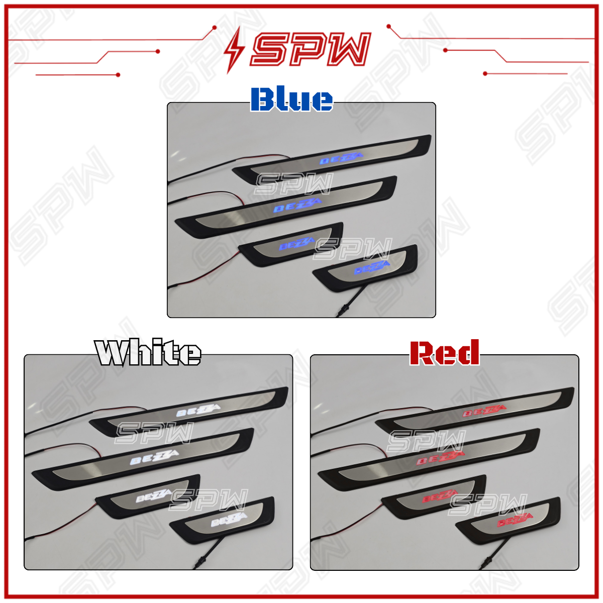 Perodua Bezza (2016-2025) V2 Side Step LED Side Steel Plate Door Sill ...