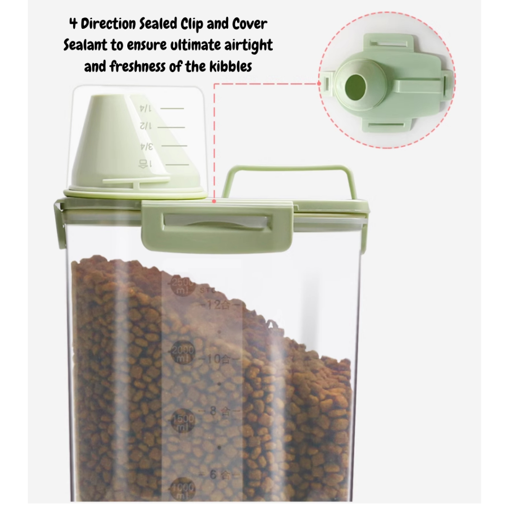 2.5L Pet Food Storage Dispenser Container | Airtight Cat & Dog Kibble ...
