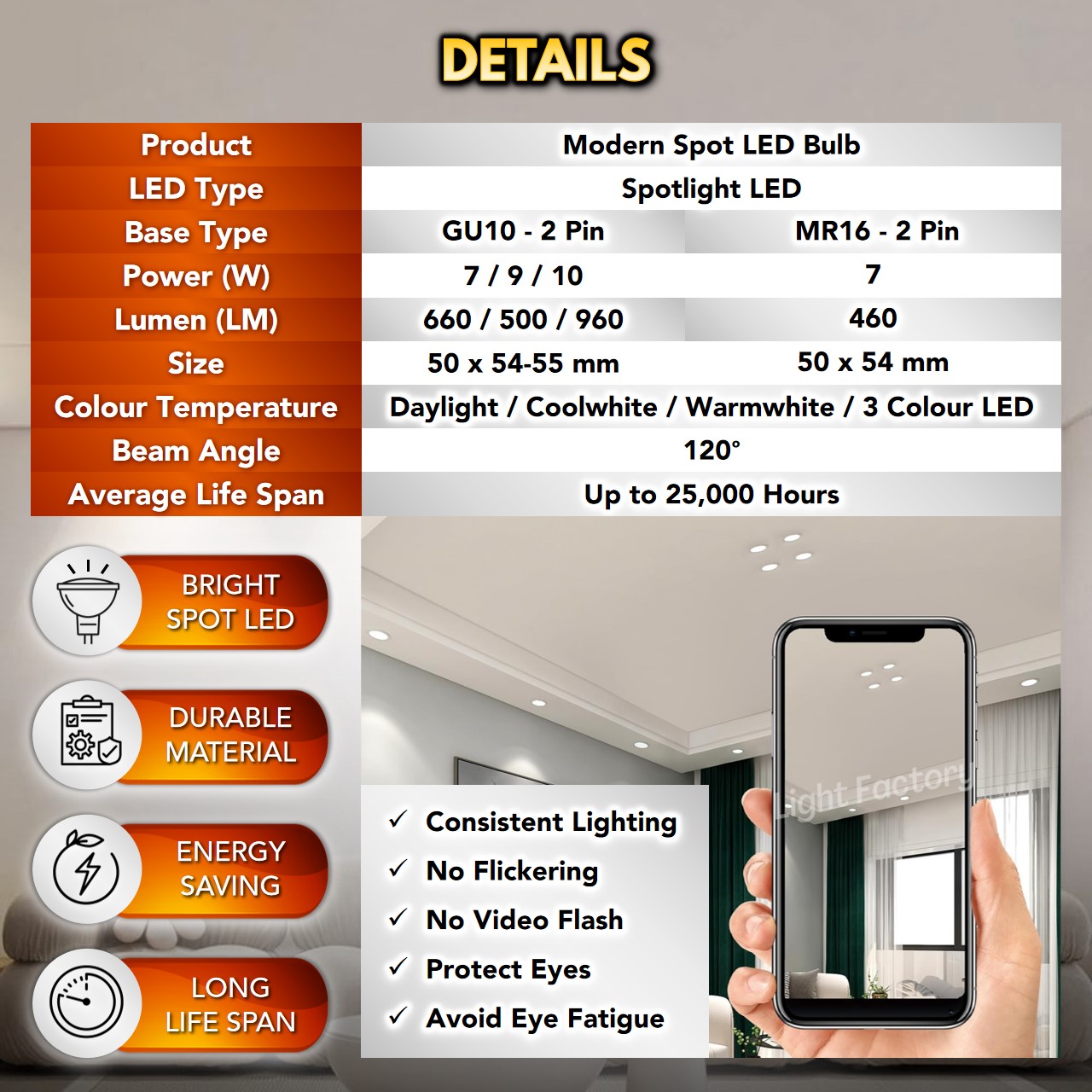 【2 YEARS WARRANTY】MR16 Bulb / GU10 LED Bulb 7W 10W Spotlight Eyeball ...