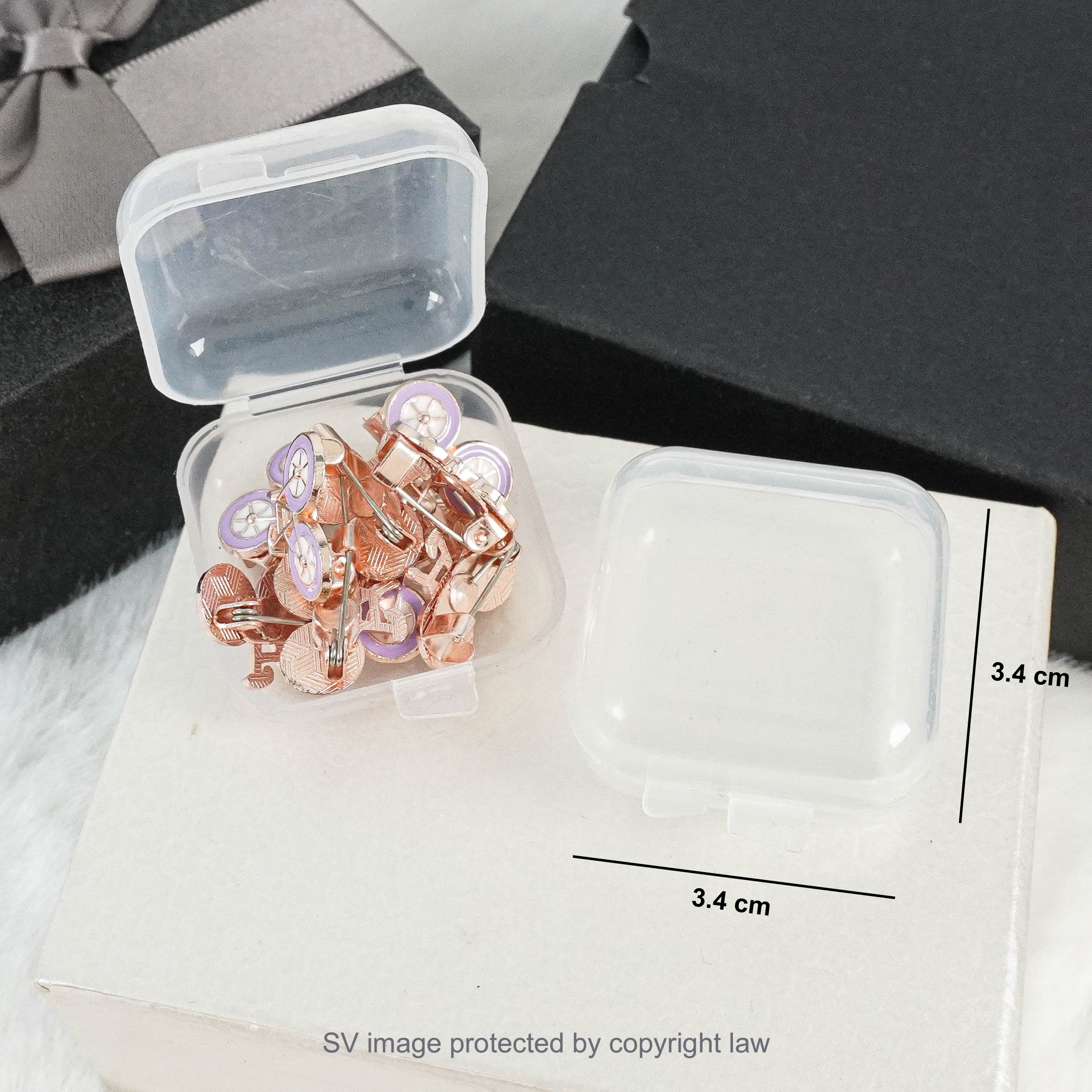 SV Mini Plastic Box Transparent Container Earbud Brooch Storage Pills ...