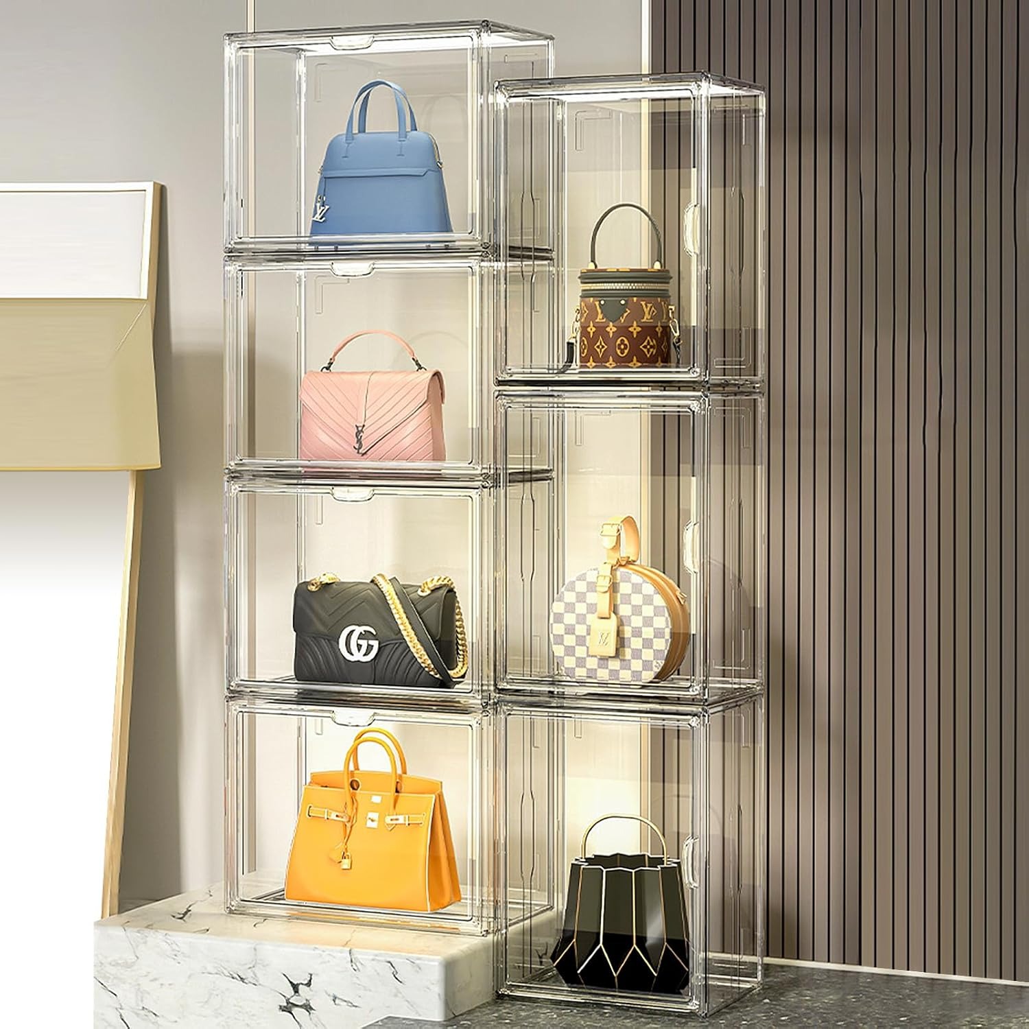 Kakideco Full Transparent Magnetic Storage Box Handbag Storage Box ...