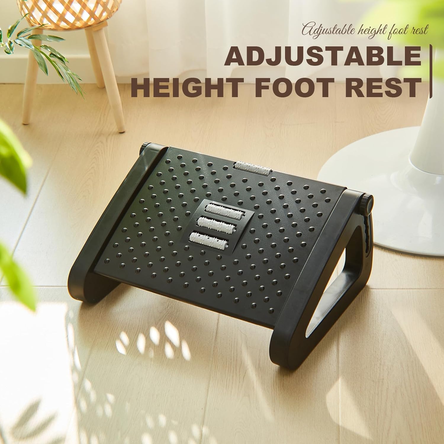Ergonomic Foot Rest Under Desk Adjustable Footrest Foot Stool Massage ...
