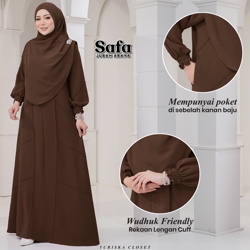 Dress Jubah Abaya Safa Baju Muslimah Kaftan Jubah Umrah Haji Ironless ...