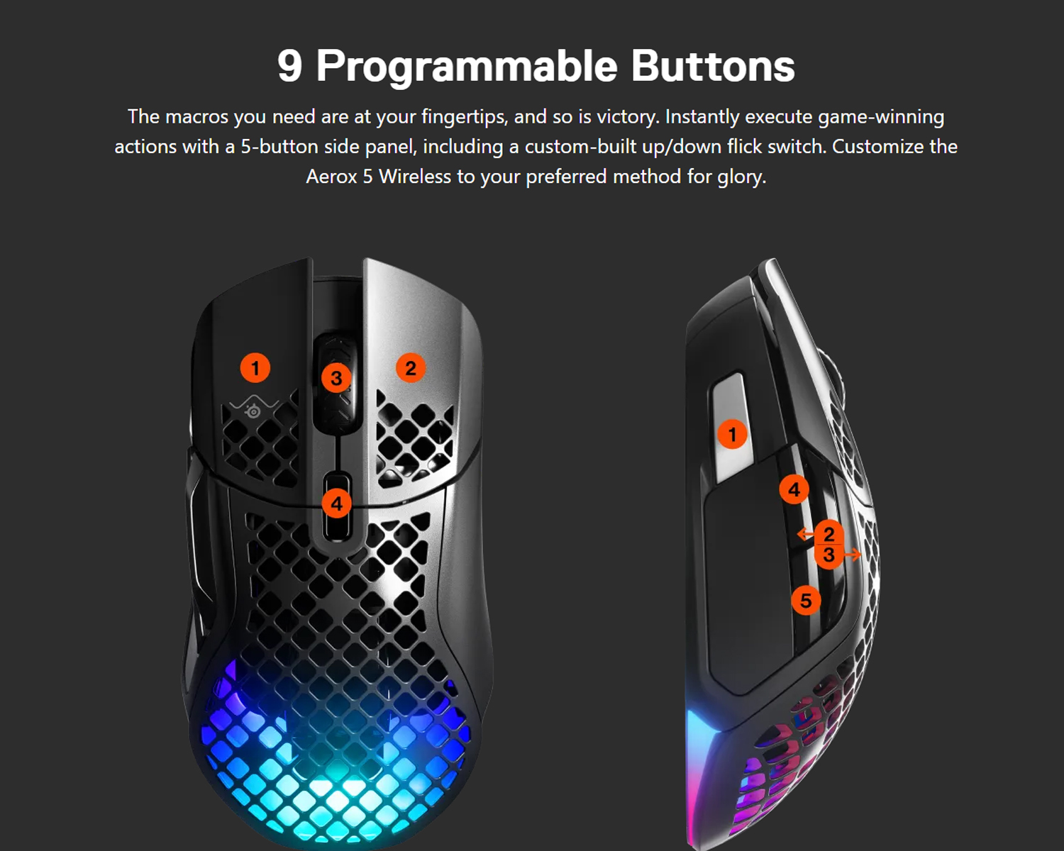 SteelSeries Aerox 5 Wired / Wireless Ultra Lightweight Super-Fast Mouse ...