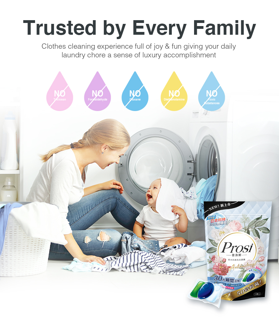 Prosi 3-In-1 Anti-Bacterial Perfume Laundry Detergent Gel Ball Laundry ...