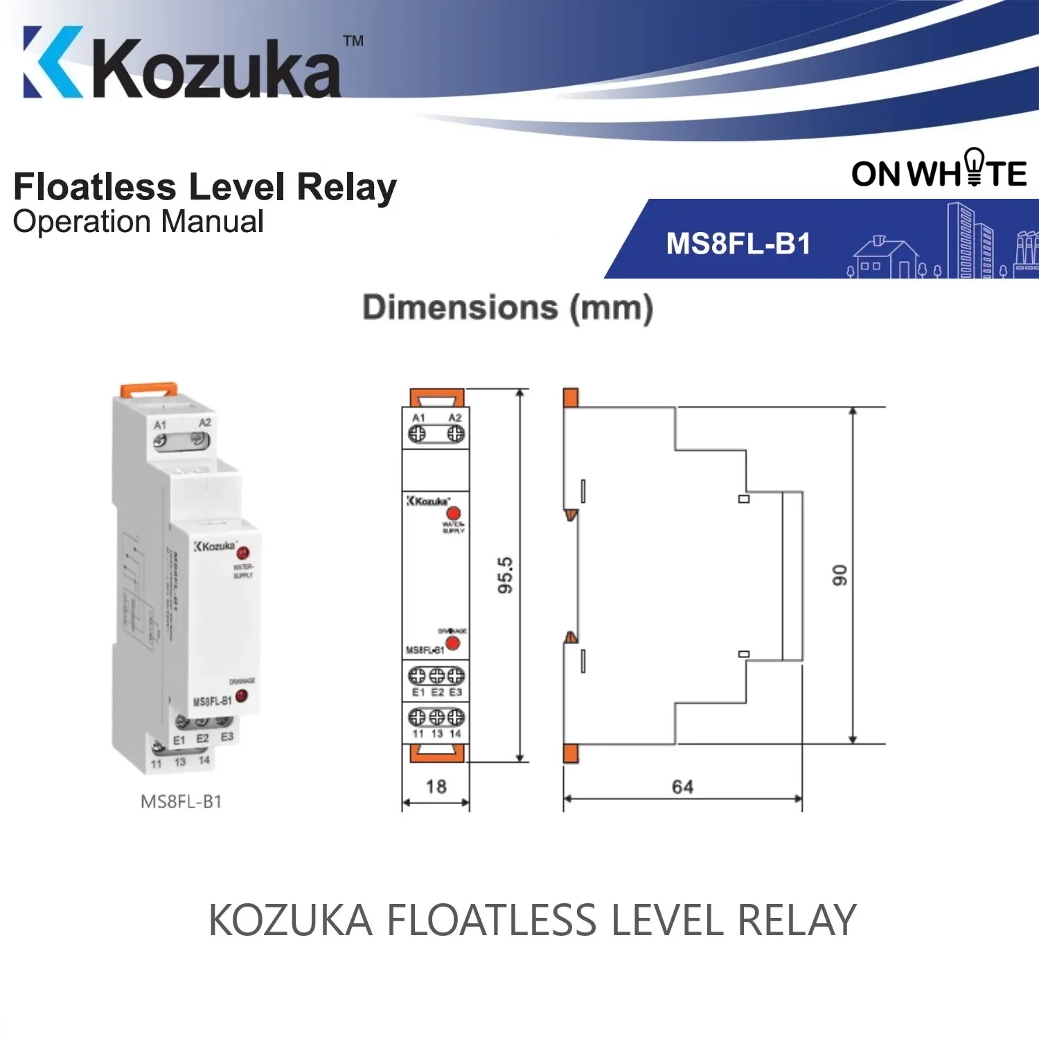 KOZUKA FLOATLESS LEVEL RELAY MS8FL-B1B AC/DC 24-240V DIN RAIL MOUNTING ...