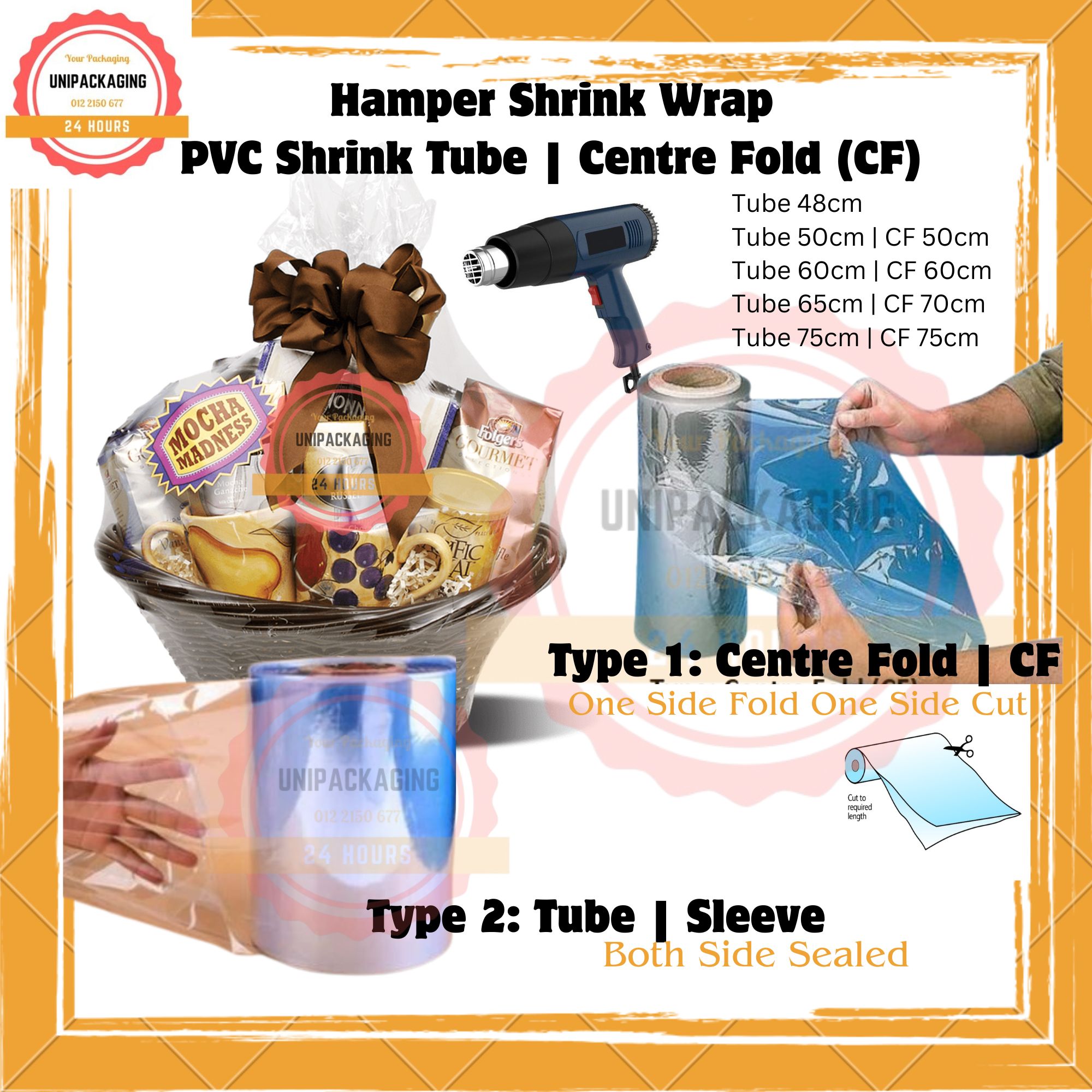 Hamper Wrap 50 Meter Centre Fold | Tube 50 | 55 | 60 | 65 | 71 | 75cm ...