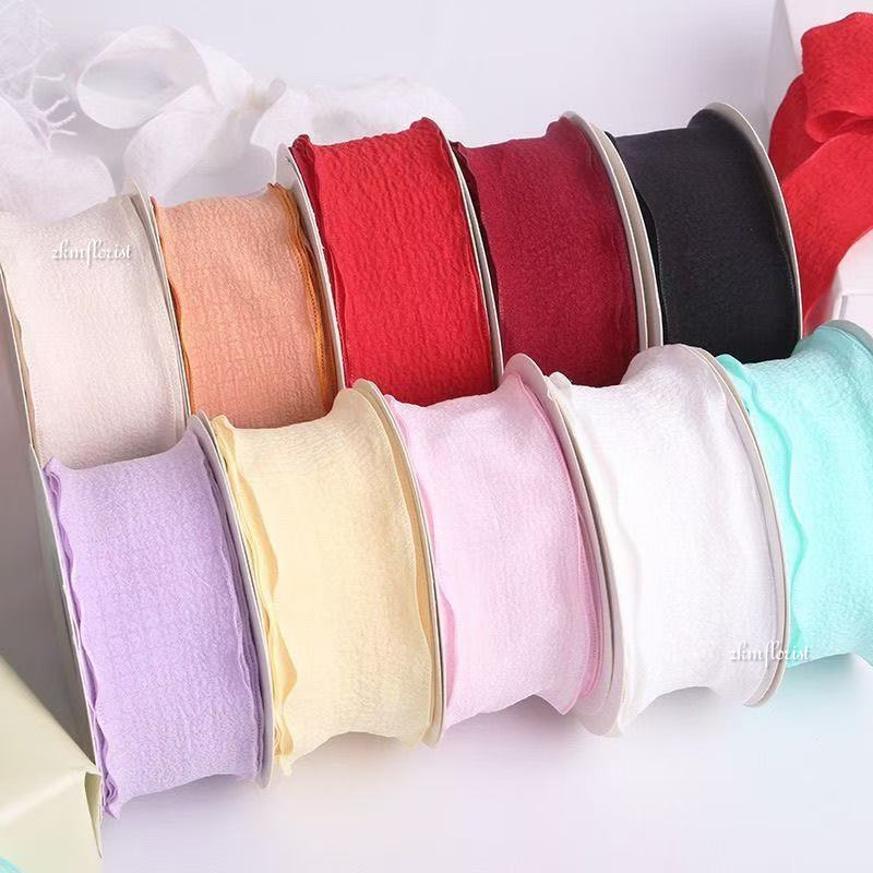(9M) WRINKLE Ribbon Reben Riben Gift Satin Flower Bouquet Happy ...