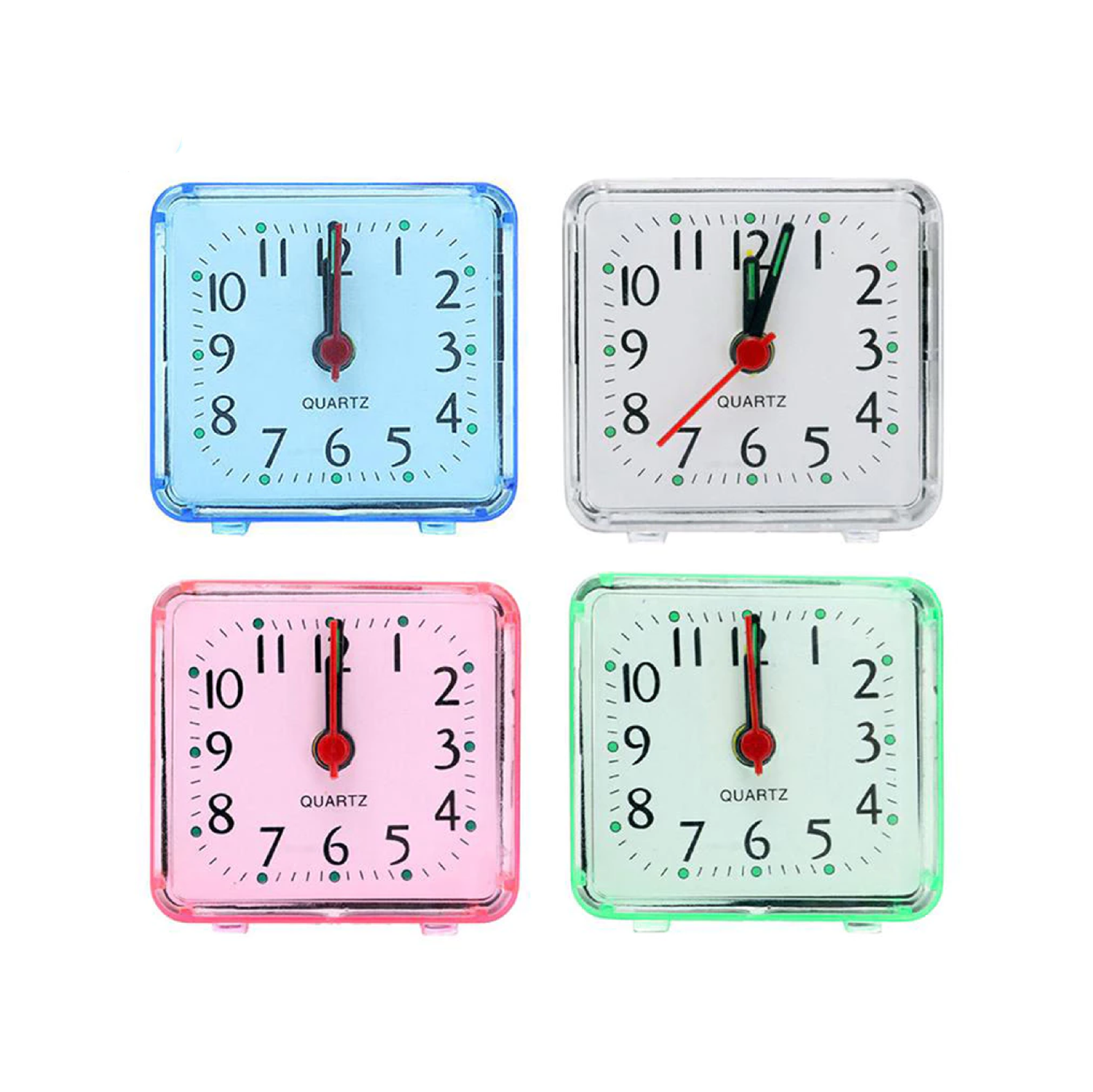 Alarm Clock Square Portable Plastic Table Clock Battery Operated Bed ...