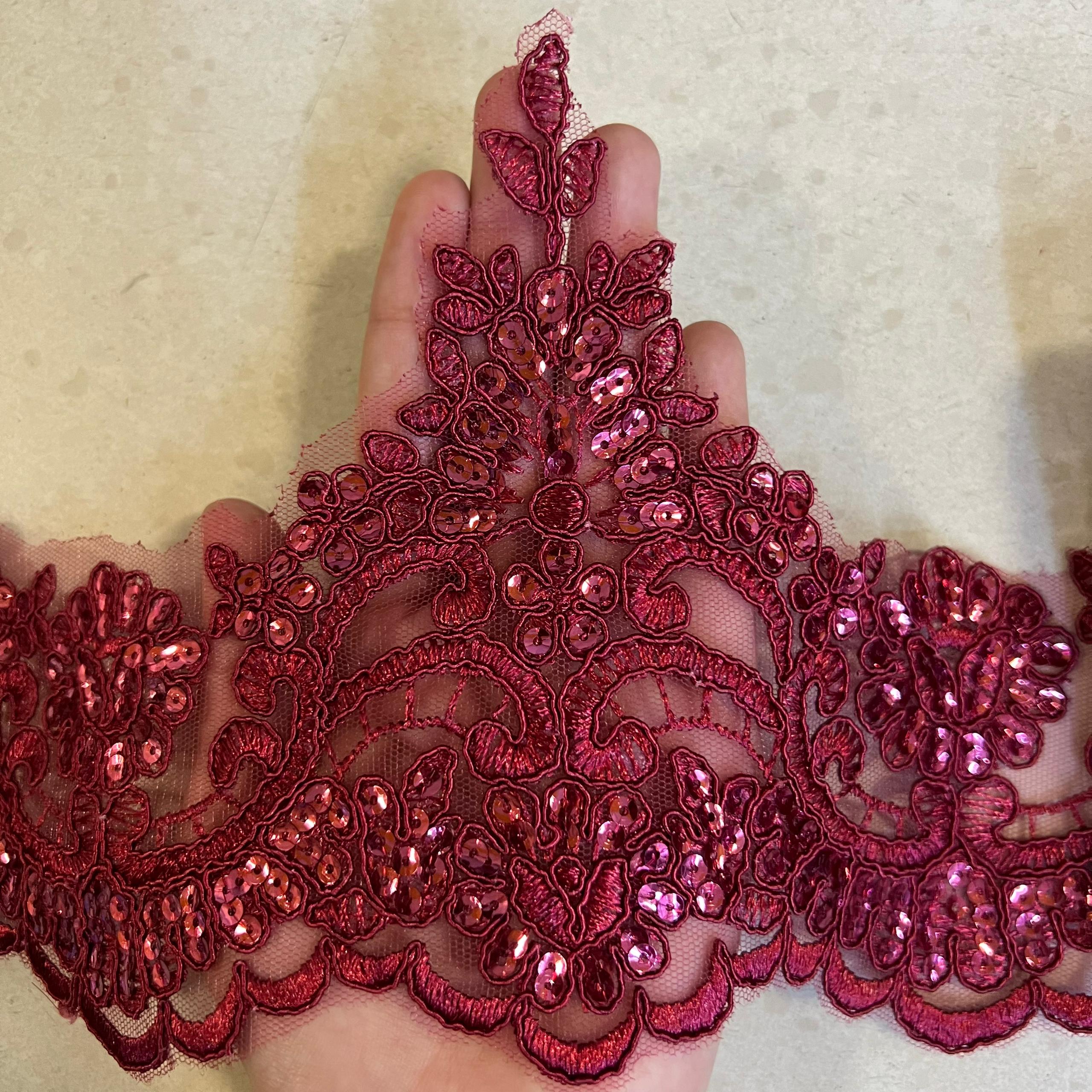 Renda Kain Manik Labuzi Tinggi 15cm, Lace Pengatin Lace Baju Raya ...