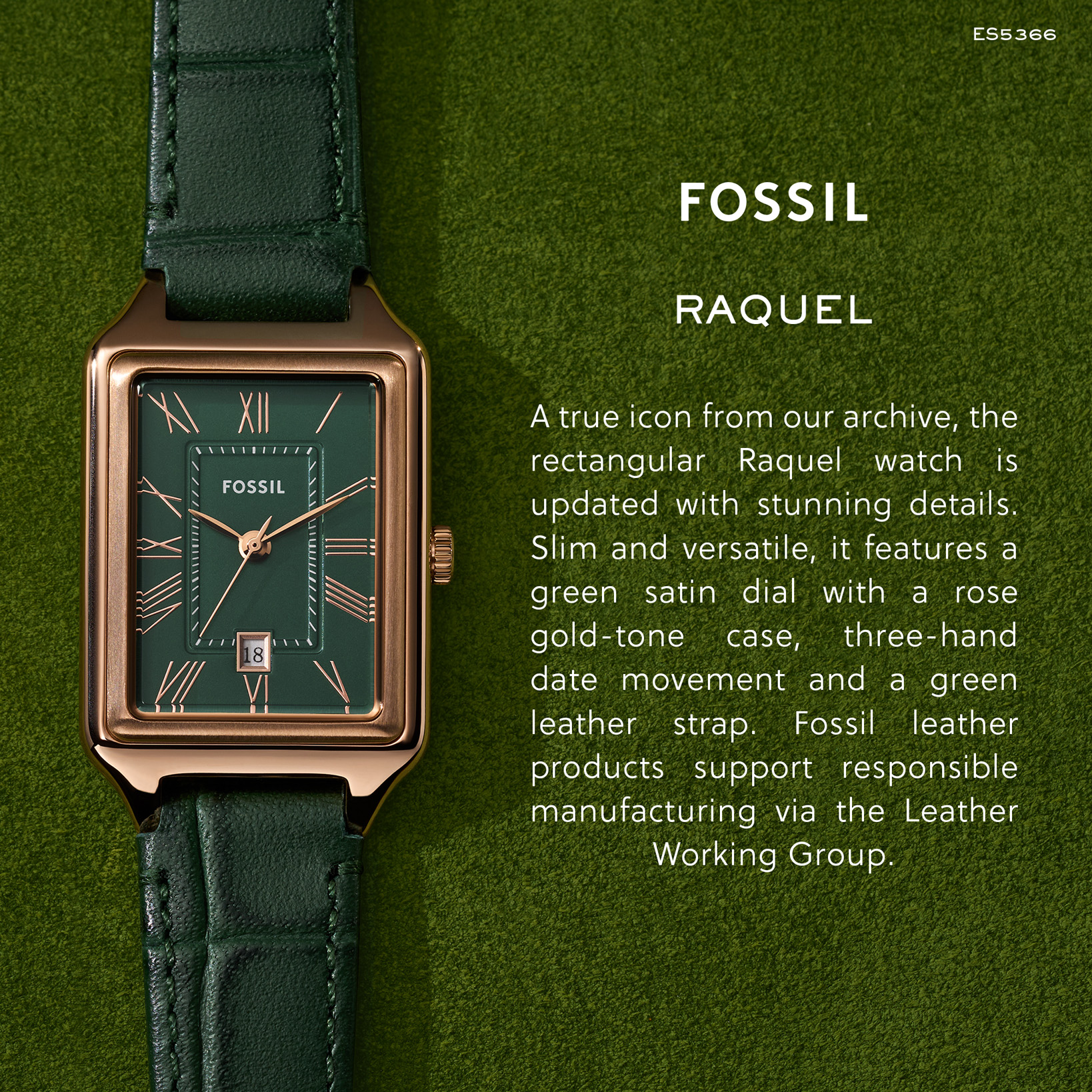 Fossil Women's Raquel Analog Watch (ES5366) - Quartz, Rose Gold Case ...