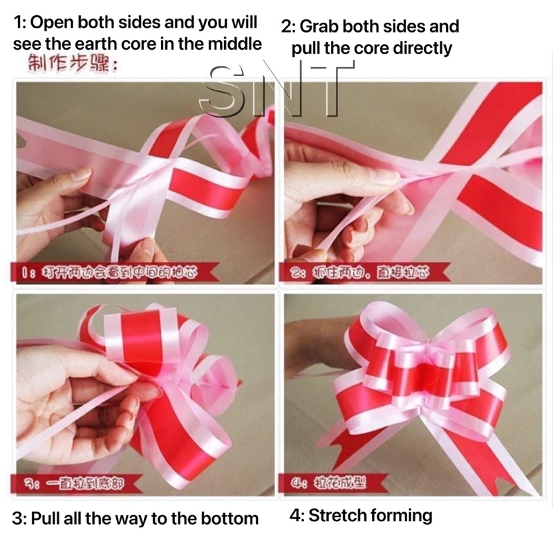 SNT R-XXB 10pcs 30mm Pull Ribbon Riben Reben Ribben Satin Gift Box ...